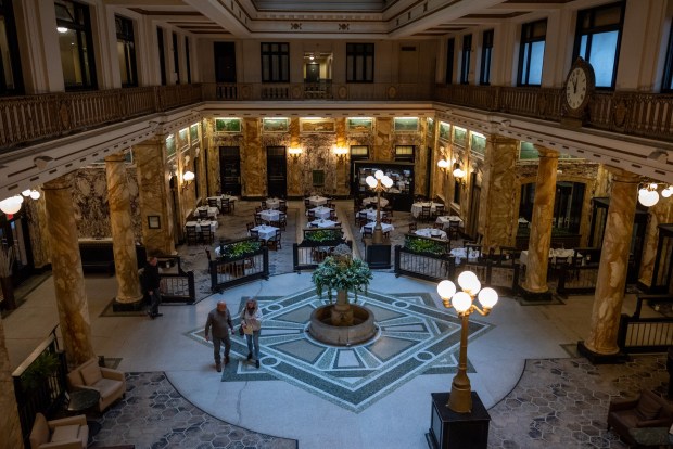 The lobby in the Radisson Lackawanna Station Hotel in Scranton on Thursday, March 05, 2026. (REBECCA PARTICKA/STAFF PHOTOGRAPHER)