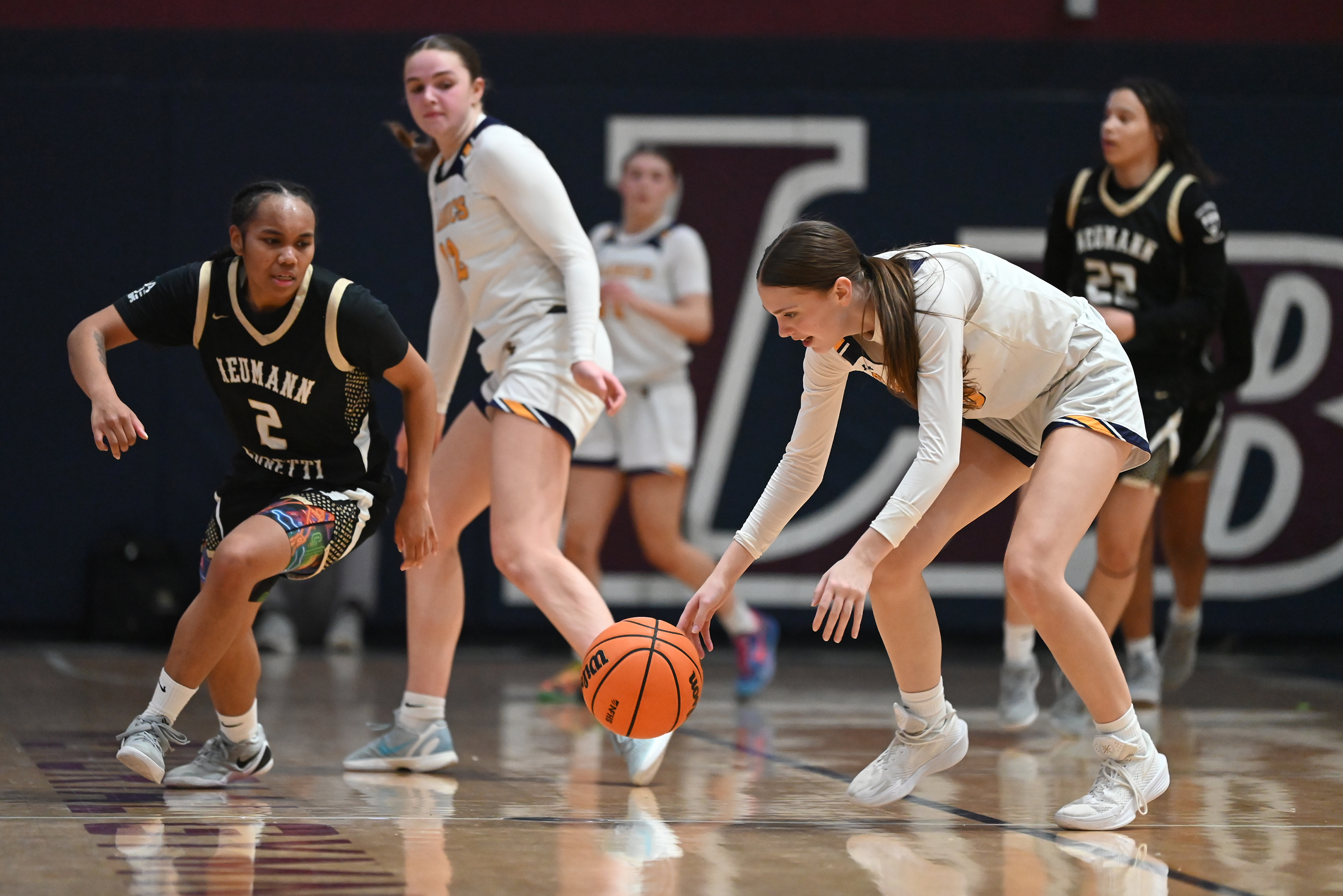Scranton Prep’s Shannon Bestrycki gains possession of the ball against...