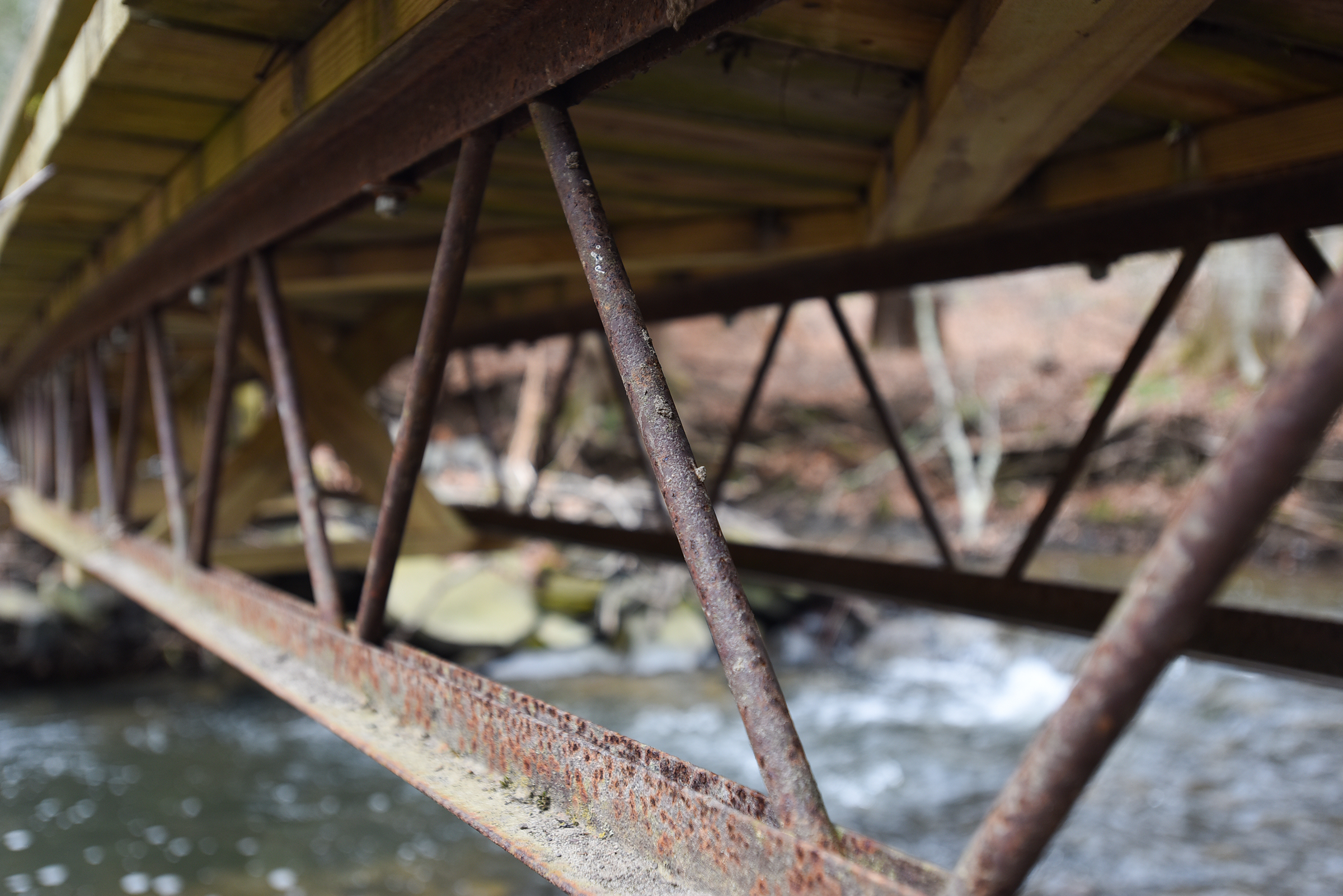 The foundation to the trail bridge that stretches over Kennedy...