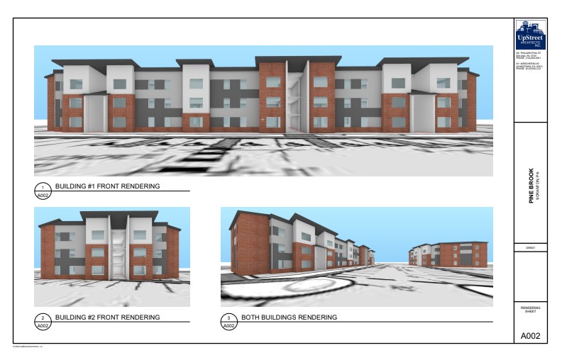 A rendering of two buildings containing 41 housing units proposed...