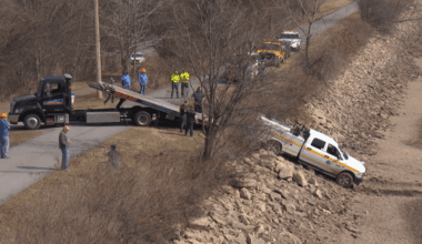 Crews seen pulling truck out of Erie Canal