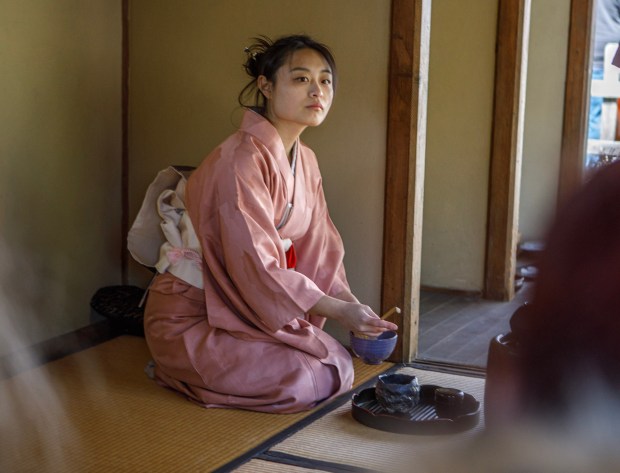 Tea Master Chu Chu, prepares a tea ceremony during the Bethlehem-Tondabayashi Sister City Commission's annual Cherry Blossom Festival on Saturday, March 28, 2026, at the Garden of Serenity in Bethlehem. The festival featured Japanese music, food, origami and tea ceremonies. (Jane Therese/Special to The Morning Call)