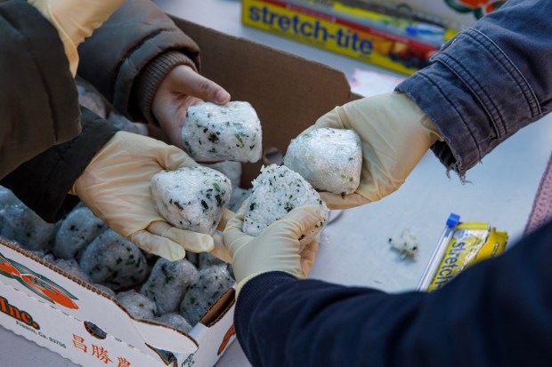 Seasoned rice balls during the Bethlehem-Tondabayashi Sister City Commission's annual Cherry Blossom Festival on Saturday, March 28, 2026, at the Garden of Serenity in Bethlehem. The festival featured Japanese music, food, origami and tea ceremonies. (Jane Therese/Special to The Morning Call)