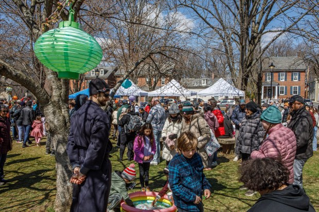 People attend the Bethlehem-Tondabayashi Sister City Commission's annual Cherry Blossom Festival on Saturday, March 28, 2026, at the Garden of Serenity in Bethlehem. The festival featured Japanese music, food, origami and tea ceremonies. (Jane Therese/Special to The Morning Call)