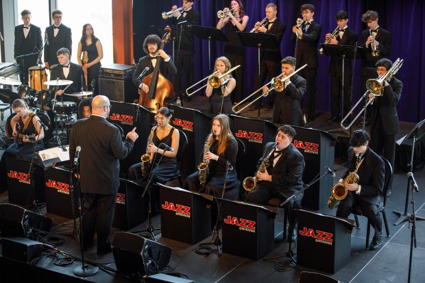 Freedom High School jazz students perform Sunday, March 8, 2026, during the Next Generation of Jazz Shines 14th annual SteelStacks High School Jazz Band Showcase hosted by ArtsQuest in Bethlehem. (Jane Therese/Special to The Morning Call)