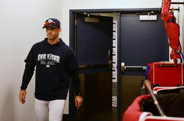 Lehigh Valley IronPigs fifth-year manager Anthony Contreras talked Wednesday, March 25, 2026, during media day at Coca-Cola Park. (Monica Cabrera /The Morning Call)