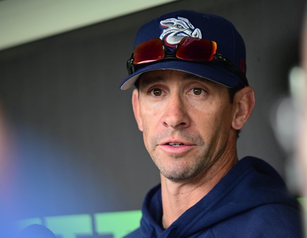 Lehigh Valley IronPigs fifth-year manager Anthony Contreras talked Wednesday, March 25, 2026, during media day at Coca-Cola Park in Allentown. (Monica Cabrera /The Morning Call)