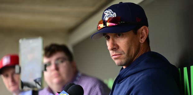 Lehigh Valley IronPigs fifth-year manager Anthony Contreras talked Wednesday, March 25, 2026, during media day at Coca-Cola Park in Allentown. (Monica Cabrera /The Morning Call)