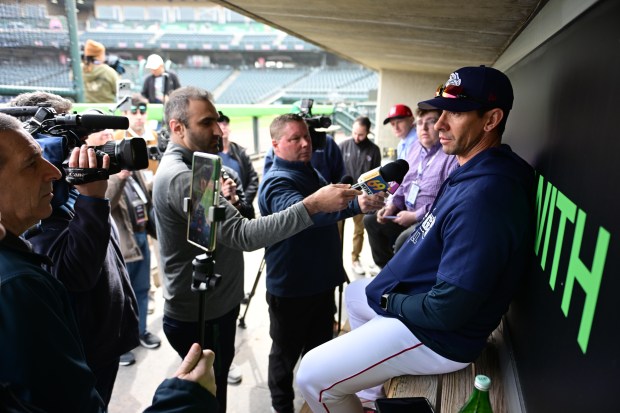Lehigh Valley IronPigs fifth-year manager Anthony Contreras talked Wednesday, March 25, 2026, during media day at Coca-Cola Park in Allentown. (Monica Cabrera /The Morning Call)