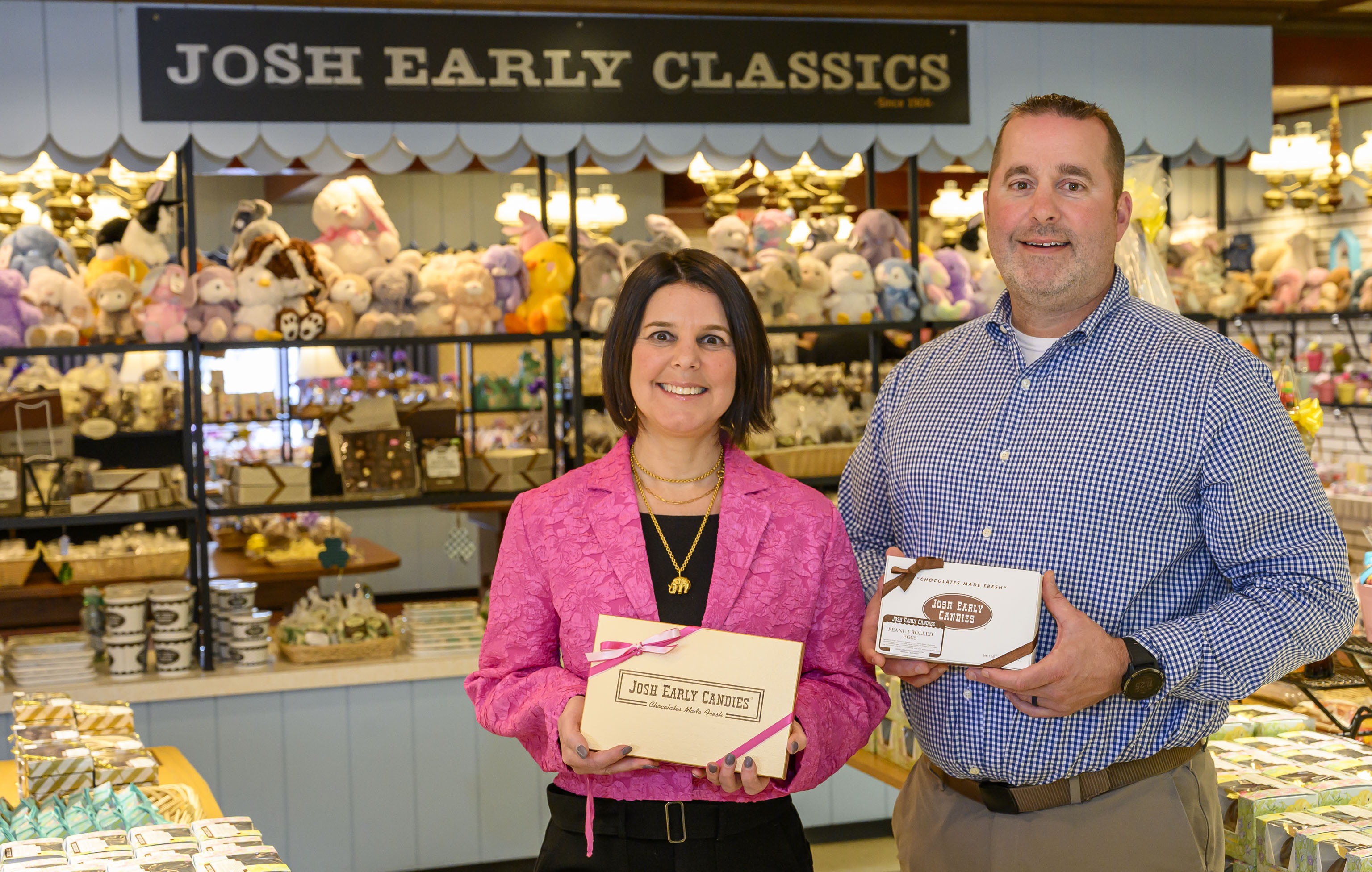 Josh Early Candies co-owners and siblings Amy Barnett and Barry...