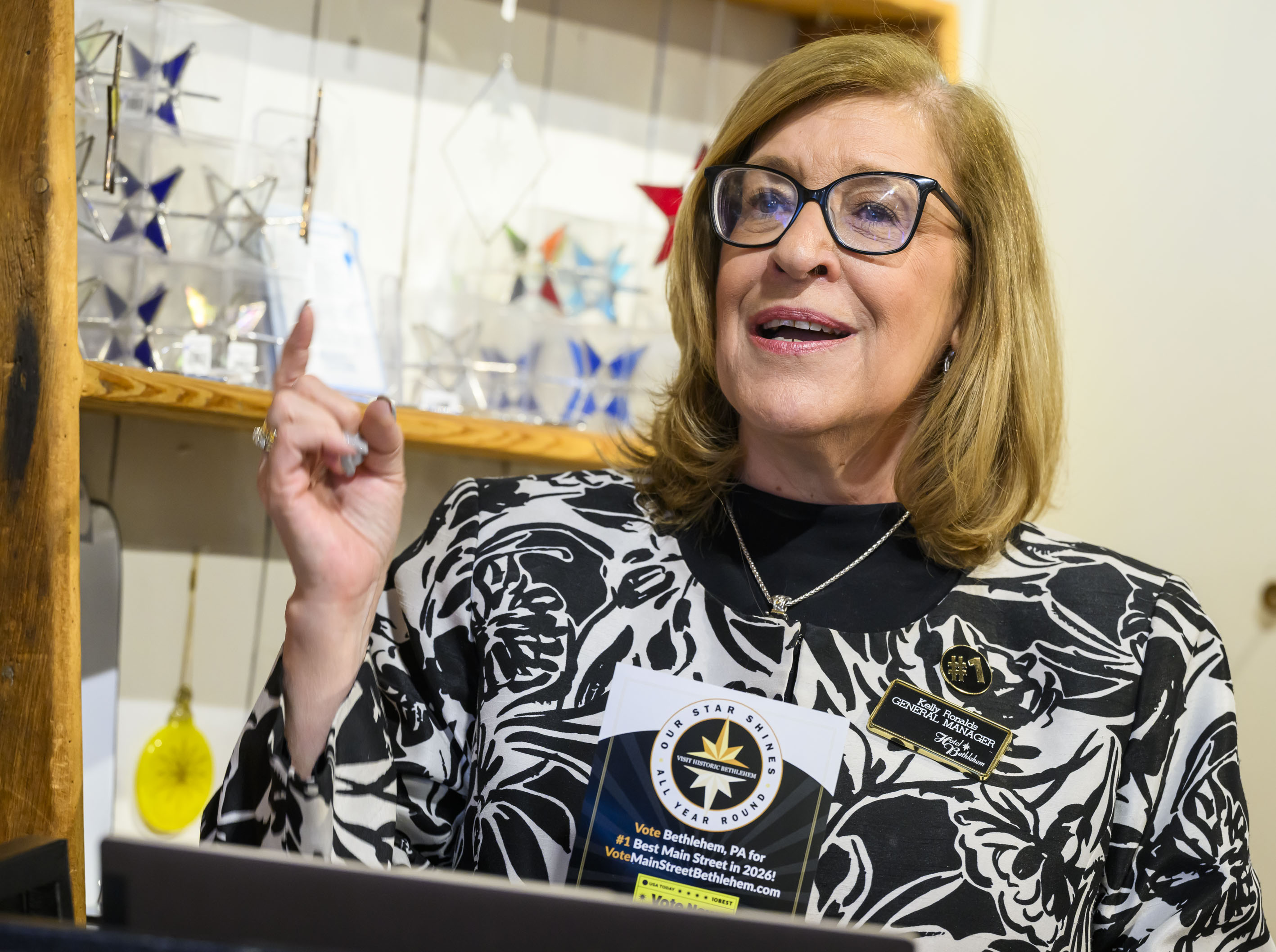 Kelly Ronalds, general manager of the Historic Hotel Bethlehem, speaks...