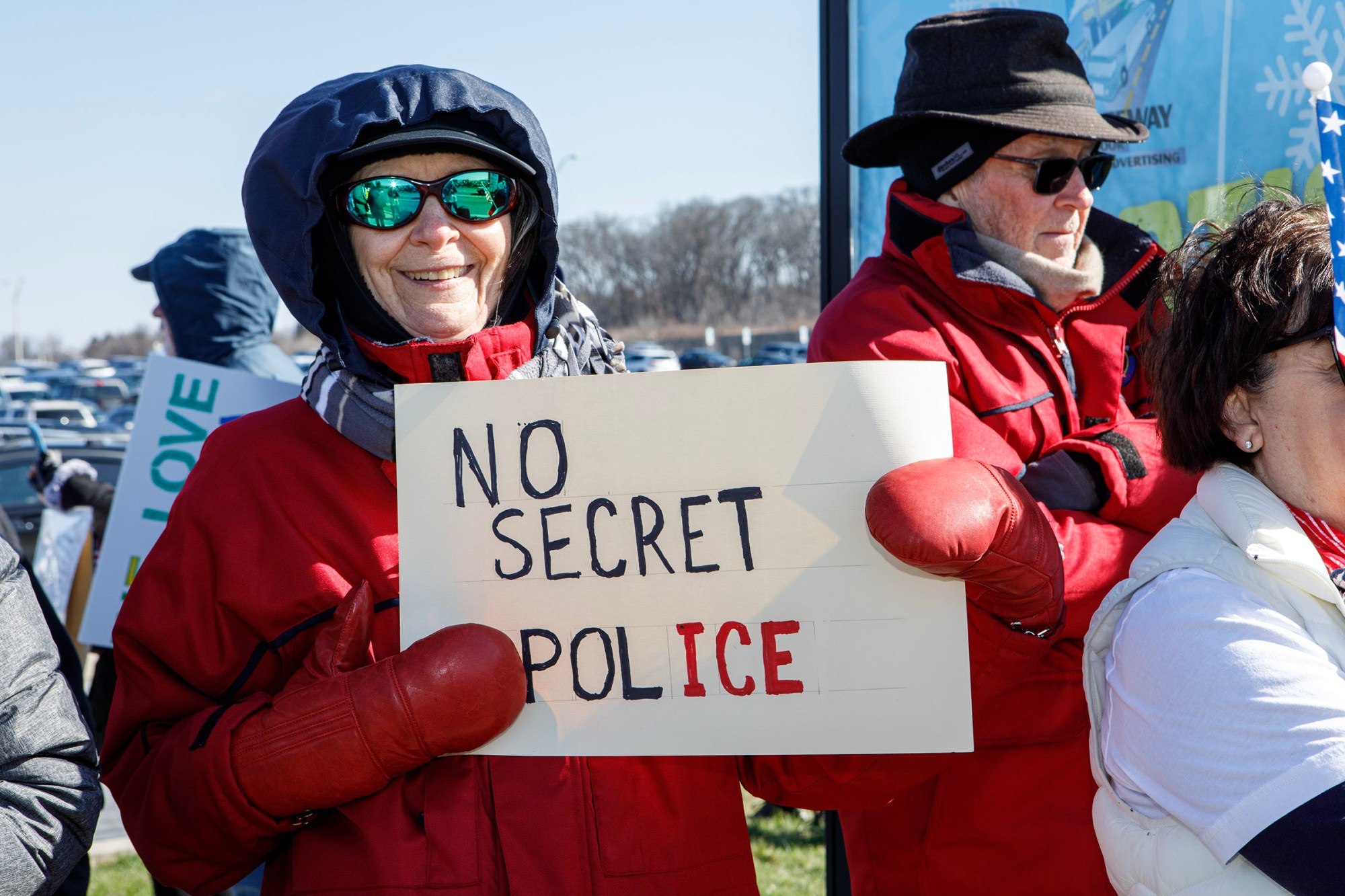 People protest as part of the No Kings protest at Emrick Boulevard and William Penn Highway on Saturday, March 28, 2026, in Bethlehem Township. Lehigh Valley activists said they hoped Saturday's protests would become a tipping point in the anti-Trump movement, with thousands expected to participate in events locally and millions nationwide. (Jane Therese/Special to The Morning Call)