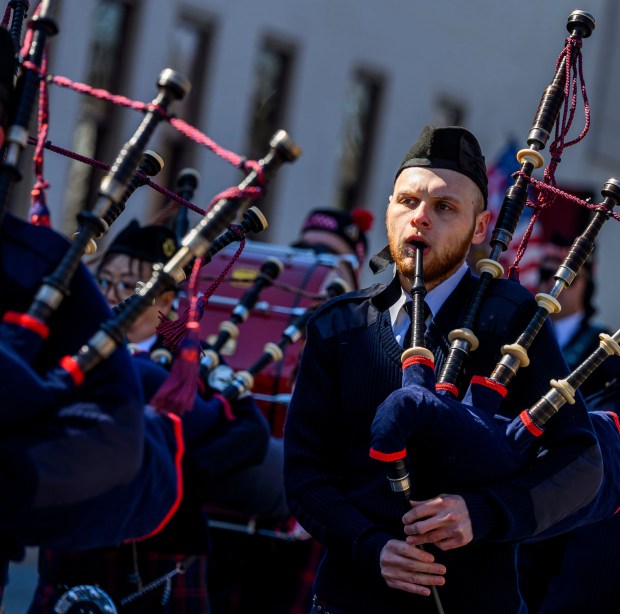 Jeep Enthusiasts of Easton Pa and other Jeeps drive Saturday, March 14, 2026, during the 16th annual Parade of Shamrocks in downtown Bethlehem. The parade was presented by the Celtic Cultural Alliance and Historic Hotel Bethlehem. The St. Patrick's Day celebration featured pipe bands, school marching bands and community groups, starting on Broad Street and ending under the Hill-To-Hill Bridge. (April Gamiz/The Morning Call)