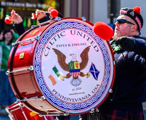 Jeep Enthusiasts of Easton Pa and other Jeeps drive Saturday, March 14, 2026, during the 16th annual Parade of Shamrocks in downtown Bethlehem. The parade was presented by the Celtic Cultural Alliance and Historic Hotel Bethlehem. The St. Patrick's Day celebration featured pipe bands, school marching bands and community groups, starting on Broad Street and ending under the Hill-To-Hill Bridge. (April Gamiz/The Morning Call)