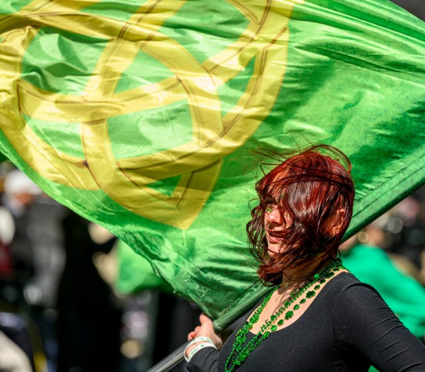 East Hills Middle School performs Saturday, March 14, 2026, during the 16th annual Parade of Shamrocks in downtown Bethlehem. The parade was presented by the Celtic Cultural Alliance and Historic Hotel Bethlehem. The St. Patrick's Day celebration featured pipe bands, school marching bands and community groups, starting on Broad Street and ending under the Hill-To-Hill Bridge.(April Gamiz/The Morning Call)