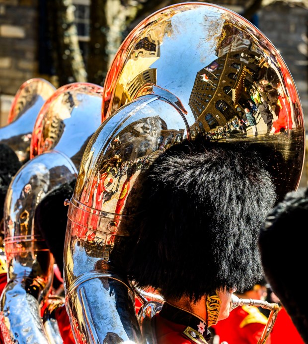 The Liberty High School Grenadier Band performs Saturday, March 14, 2026, during the 16th annual Parade of Shamrocks in downtown Bethlehem. The parade was presented by the Celtic Cultural Alliance and Historic Hotel Bethlehem. The St. Patrick's Day celebration featured pipe bands, school marching bands and community groups, starting on Broad Street and ending under the Hill-To-Hill Bridge. (April Gamiz/The Morning Call)