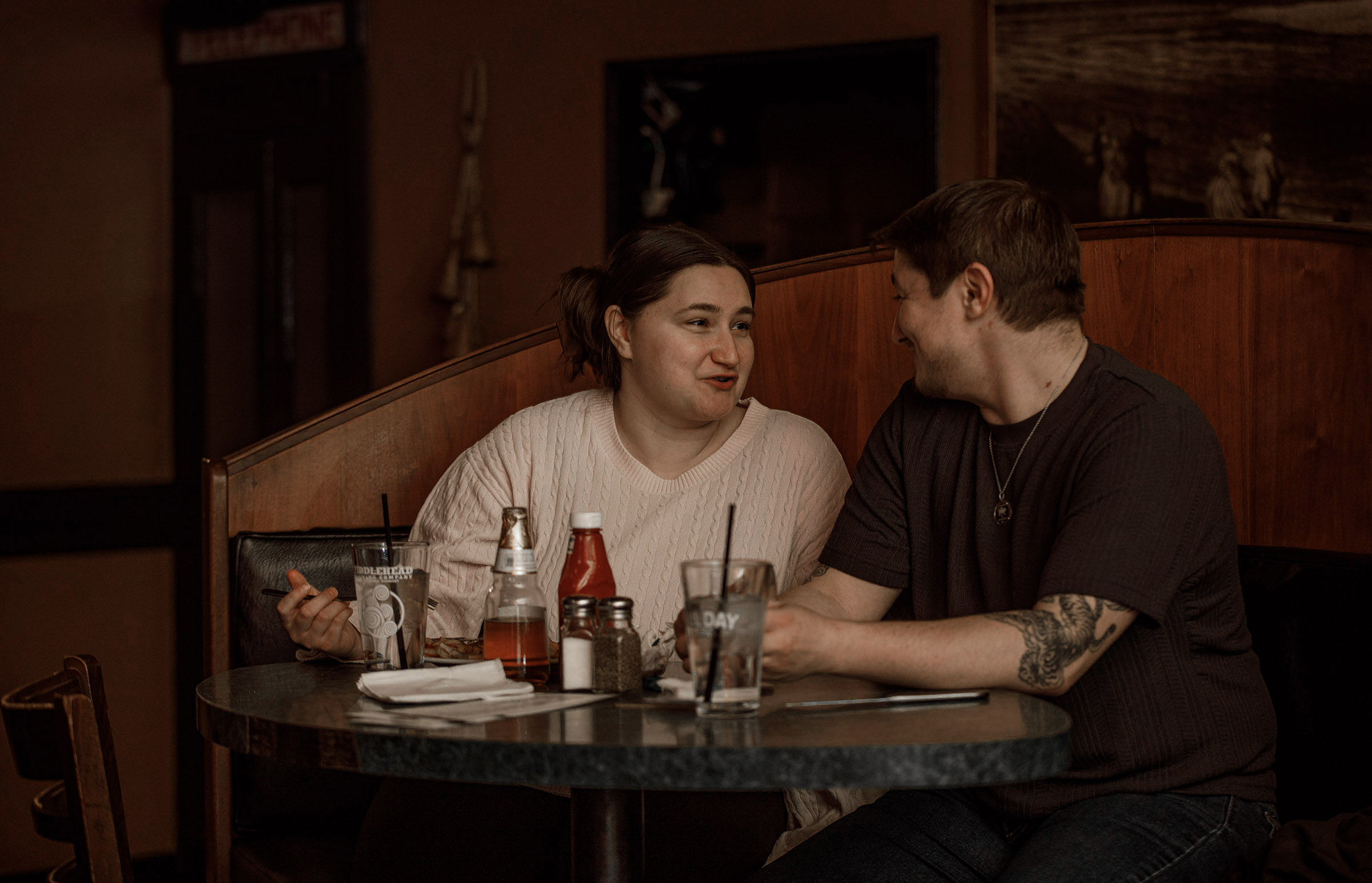 Krystal Cruz and Cody Nastacio, both of Easton, have dinner...