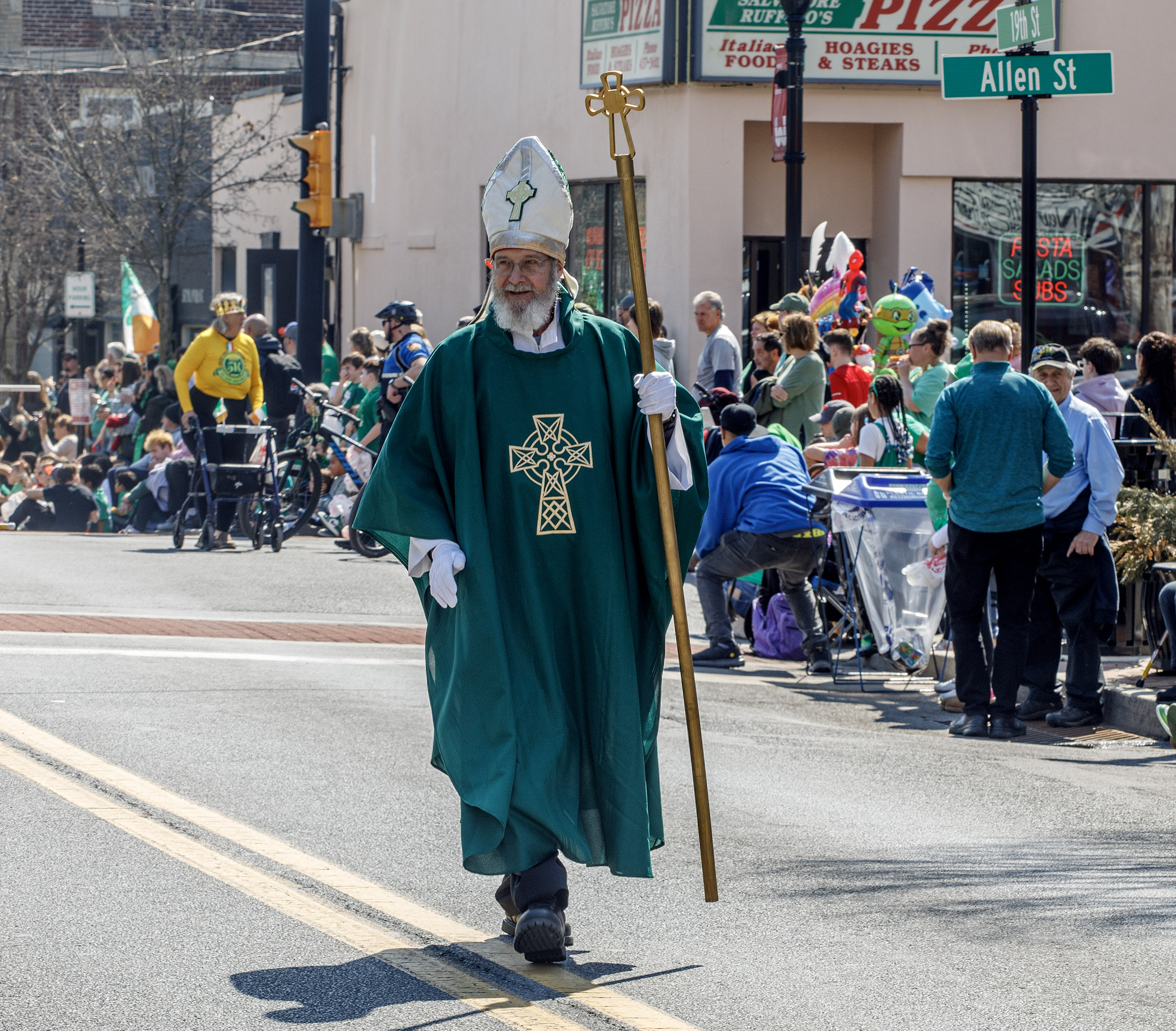 St. Patrick walks in the St. Patrickâs Parade on Sunday,...