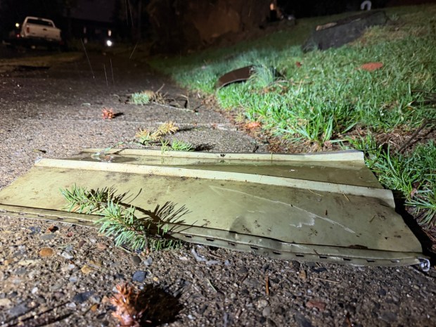 Storms bring strong winds late Monday, March 16, 2026, near Mack Blvd. in Allentown downing trees and wires, and leading to widespread power outages. (Rich Rolen/Special to The Morning Call)