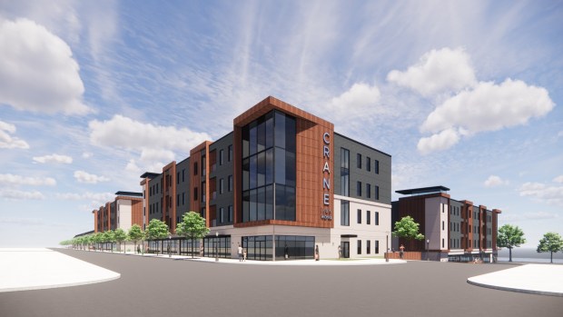 A rendering of the future Iron Works mixed-use development in Catasauqua. (Courtesy of VM Development Group)