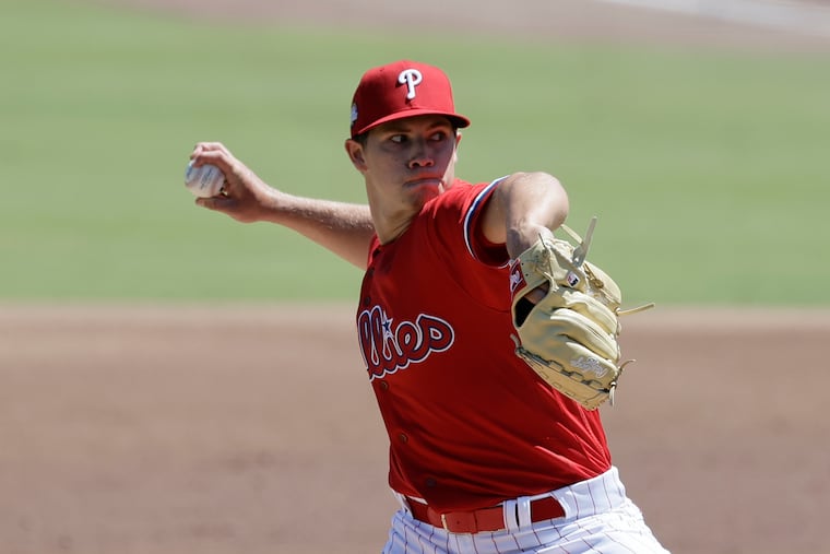 Phillies prospect pitcher Gage Wood threw three innings against the Blue Jays prospects during a spring breakout game on Saturday.