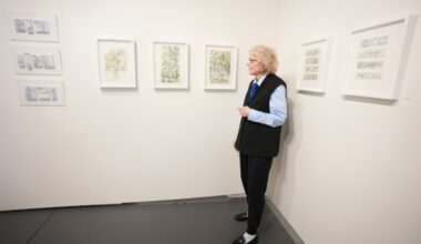 Diane Pepe with her new work at Cerulean Arts Gallery in Philadelphia on Feb. 19.