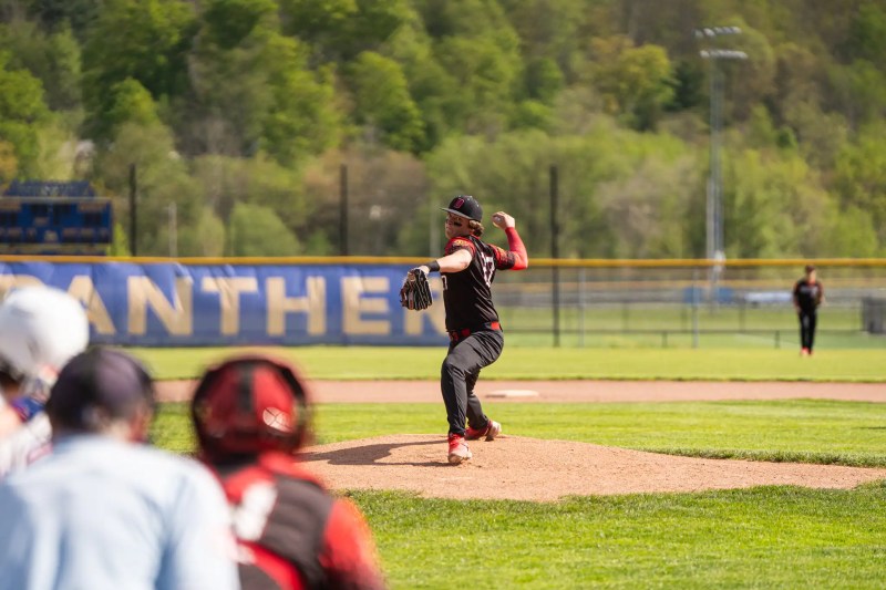 FILE -- Brody Haviland fires a pitch downrange during the Owls' season-finale against St. Marys last year. Haviland will be one of three Owls leading the charge at the mound. | Photo by Hunter O. Lyle