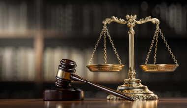 Scales of justice and a judge