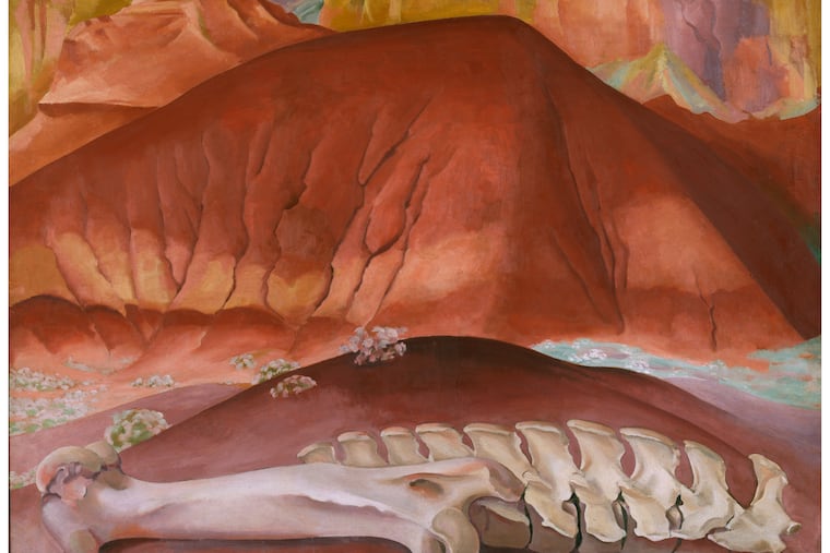Georgia O'Keeffe (1887-1986), "Red Hills and Bones," 1941, oil on canvas, 29 3/4 × 40 inches, Philadelphia Museum of Art, the Alfred Stieglitz Collection, 1949, 1949-18-109.