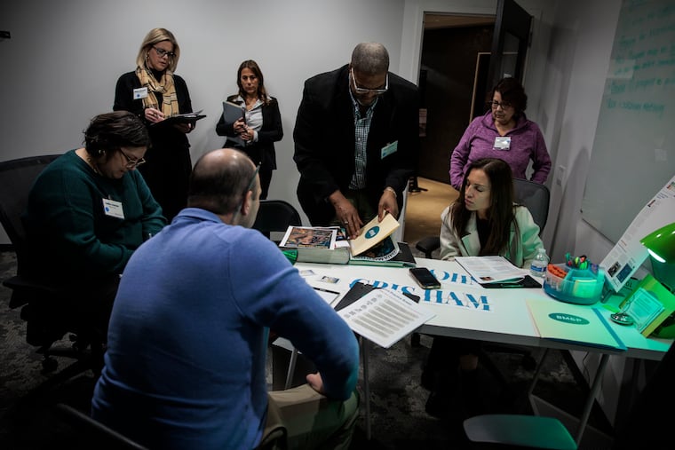 A team collaborates during a Seagrass realm on Wednesday, Jan. 28, 2026 in Philadelphia.