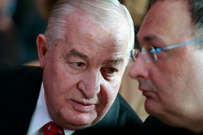 Louis DeNaples, a regional power broker in the Lackawanna Valley, speaks to a colleague at the Mount Airy Casino Resort.