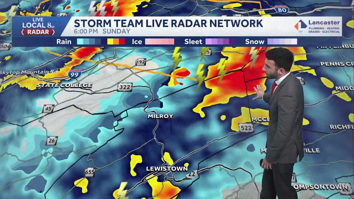 Strong to severe storms developing in south-central Pennsylvania