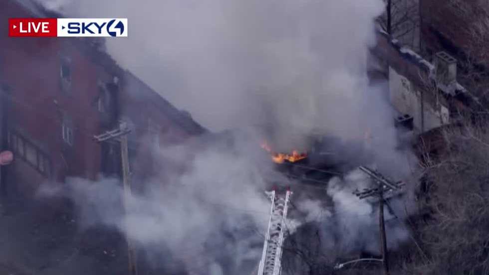 Fire tears through large building in Braddock, Pennsylvania