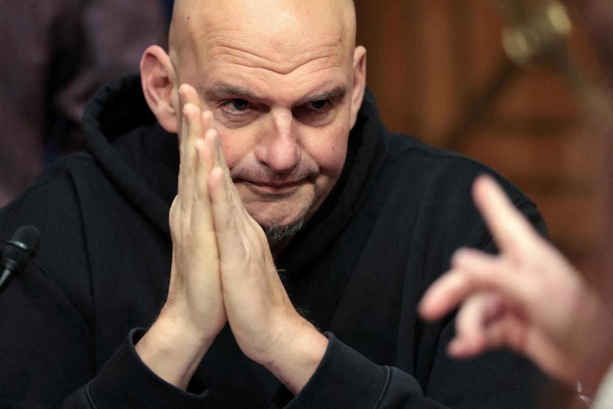 U.S. Sen. John Fetterman, D-Pa., seen before voting March 19 to advance the nomination of Sen. Markwayne Mullin to be President Donald Trump's next Homeland Security secretary.