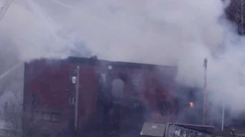 Fire tears through large building in Braddock, Pennsylvania