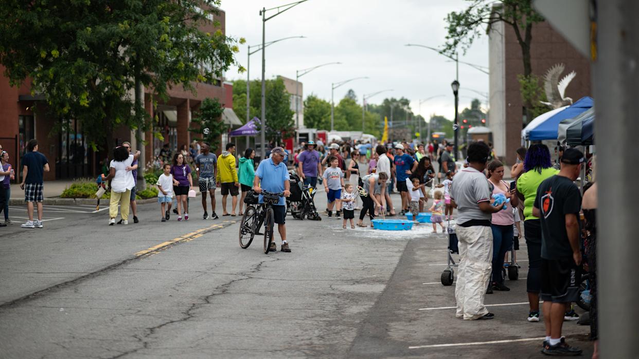 Rome invited the more than 500 cyclists and volunteers who passed through as part of the Cycle the Erie Canal Tour to a block party on July 17, 2025 as seen in this O-D file photo. Utica is taking part in an Empire State Canal Town program that will help it to make better use of the Erie Canalway and encourage trail visitors to explore Utica as well.