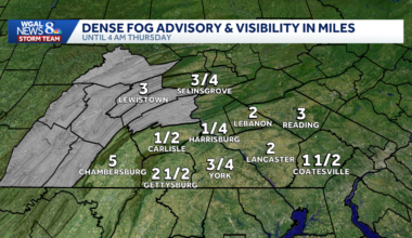 Dense Fog Advisory Issued For Areas Of South Central Pennsylvania