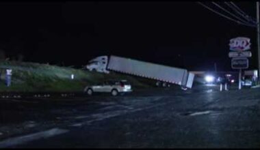 Crews working to clear tractor trailer following overnight crash in Donegal