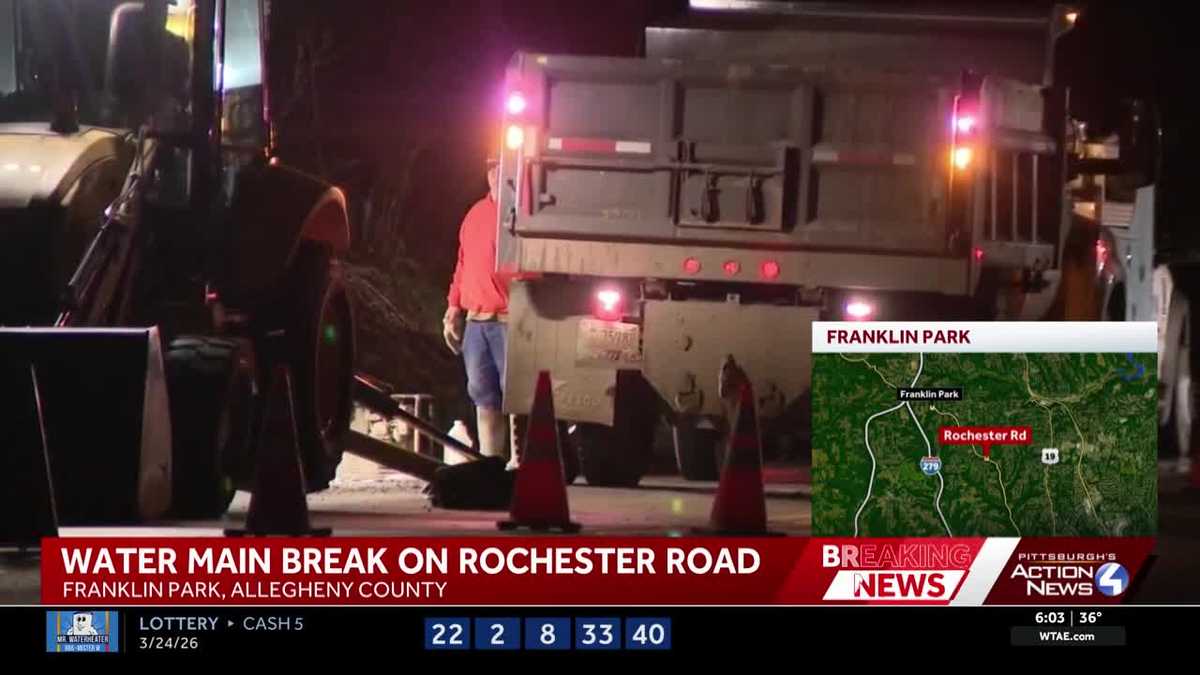 Water main break on busy Rochester Road in the North Hills