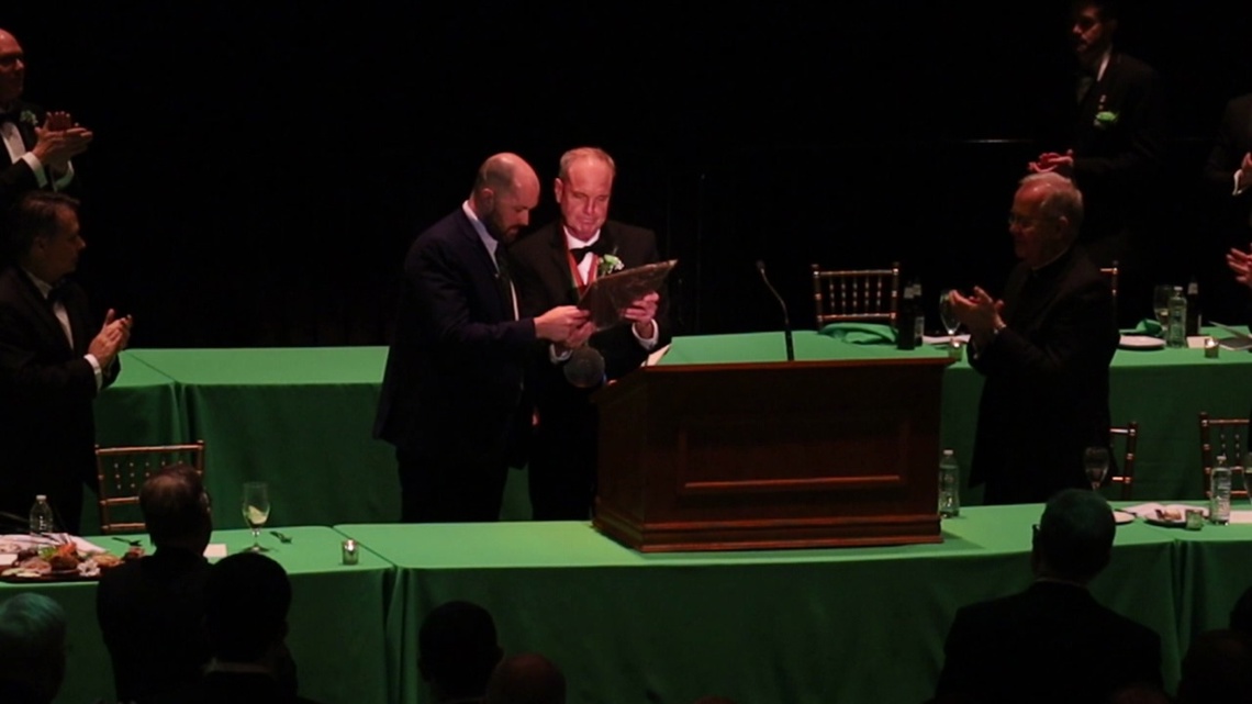 Kyle Gilmartin receives award at annual Friendly Sons of St. Patrick of Lackawanna County dinner