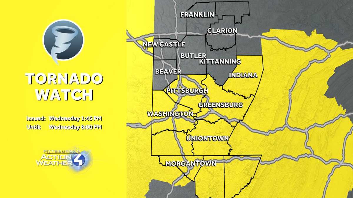 Pennsylvania tornado watch on Wednesday, March 11