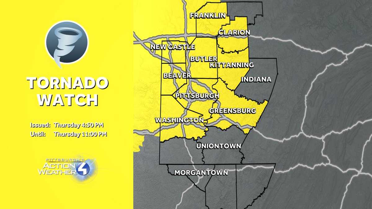 Pennsylvania tornado watch on Thursday, March 26
