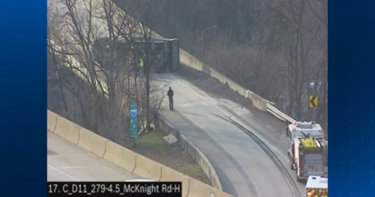 Overturned dump truck shuts down I-279 on-ramp from McKnight Road – WPXI
