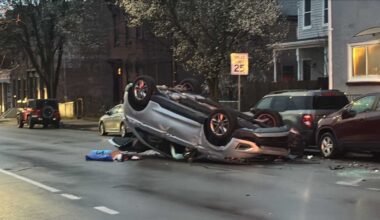 Person injured after SUV heavily damaged in Pittsburgh rollover