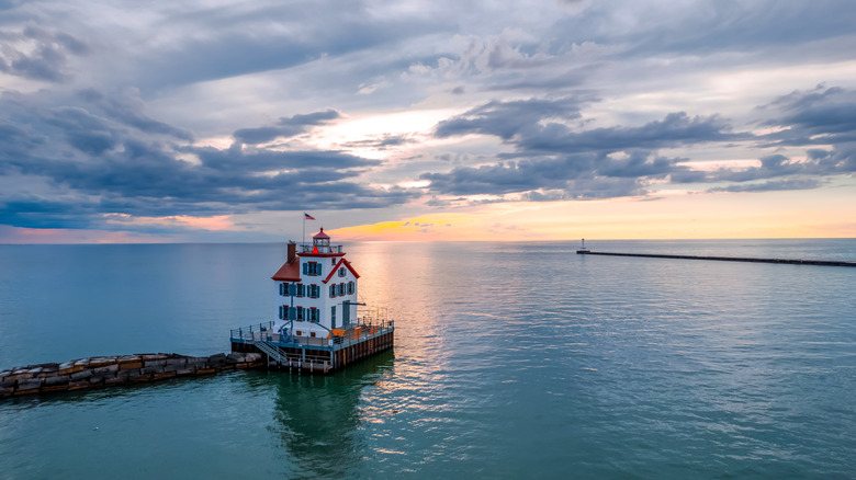 Lorain Lighthouse on Lake Erie in Lorain, Ohio