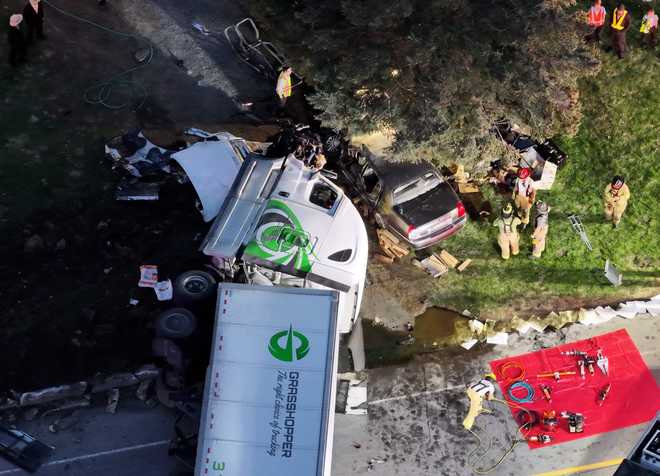 tractor-trailer overturns, closing route 30 in paradise township