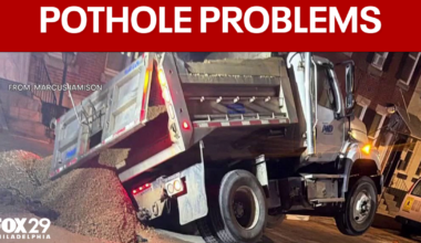 Philadelphia Water Department truck falls into sinkhole in Kensington