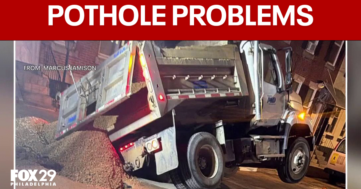 Philadelphia Water Department truck falls into sinkhole in Kensington