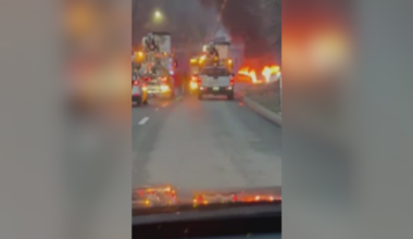 One person hospitalized after fiery crash on Route 8