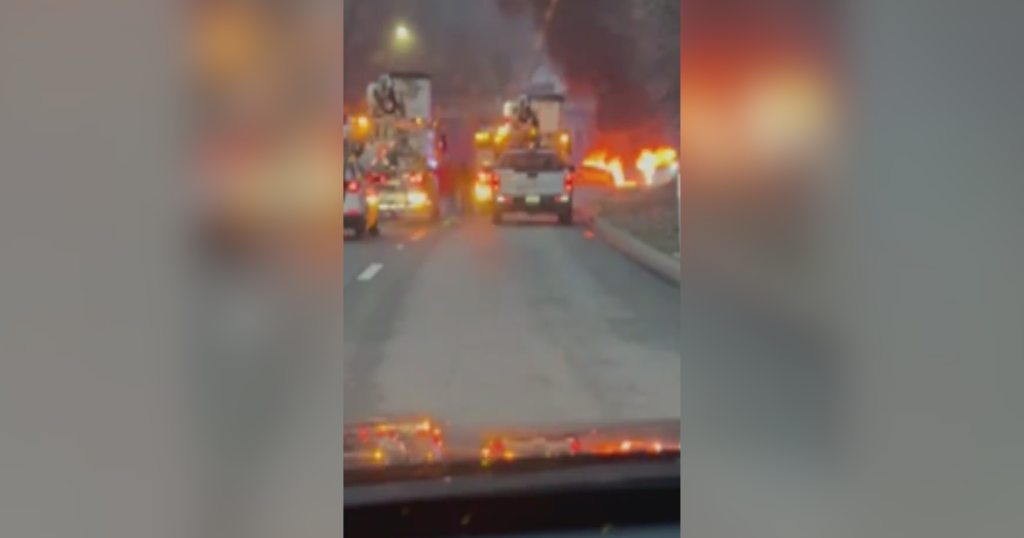 One person hospitalized after fiery crash on Route 8